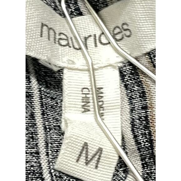 Maurices Womens Top Size M Black Gray Striped Button Tie Front Boho Hippie - Picture 4 of 7